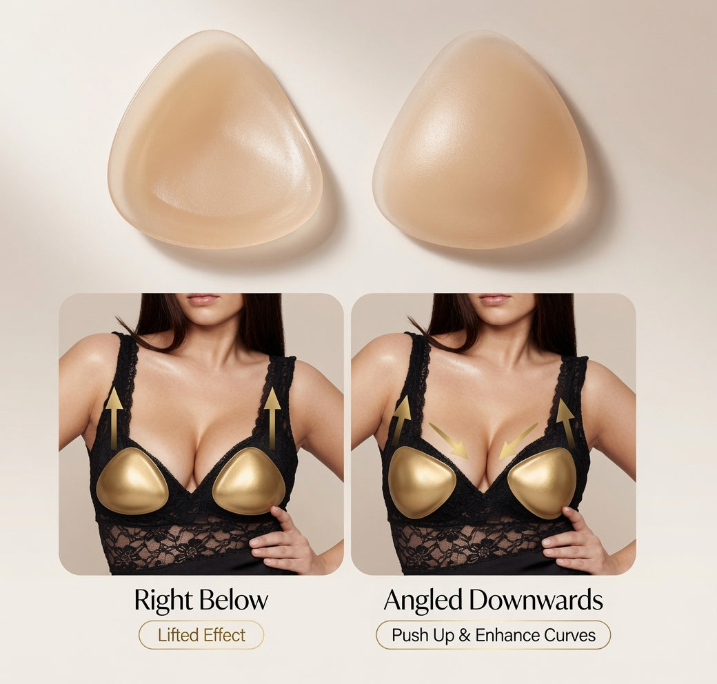 LuminaSilk Triangular Push-Up Silicone Breast Inserts – Invisible Lift Pads for Deep Cleavage & Natural Shape | Sizes A-D