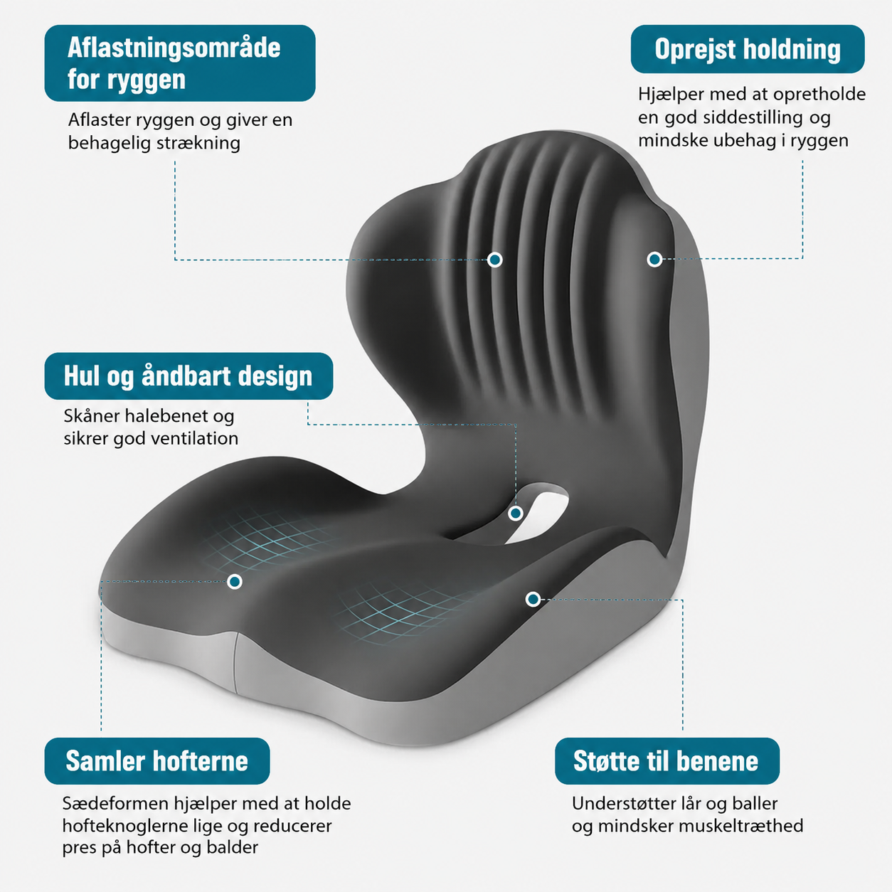 LuminaSilk™ KomfortSidde Haleben Relief Sædehynde