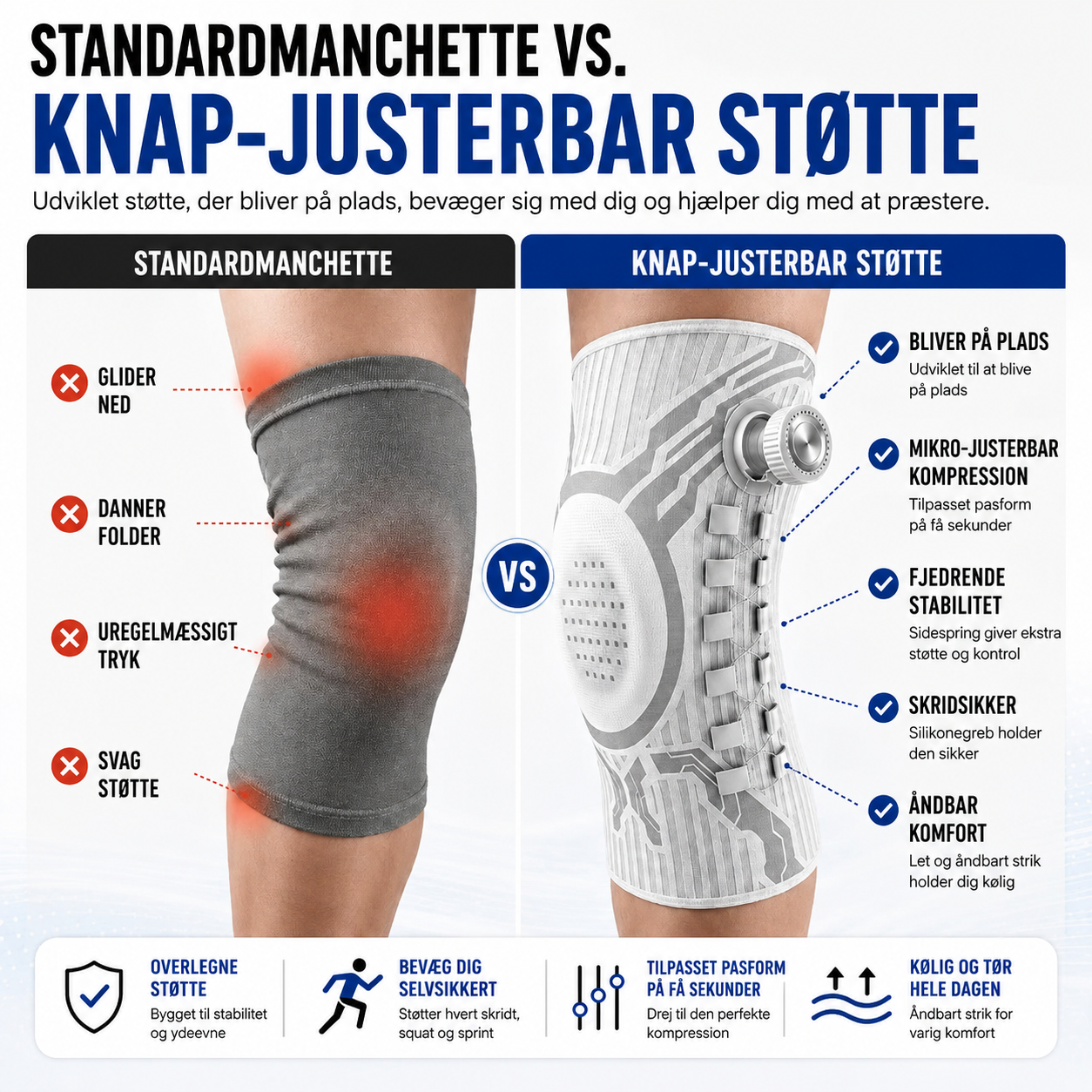 LuminaSilk™ Knæstøtte – Justerbar Kompression & Maksimal Stabilitet