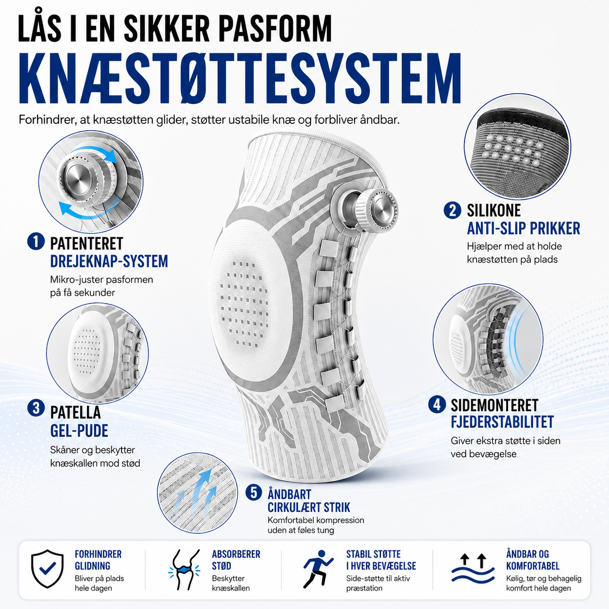 LuminaSilk™ Knæstøtte – Justerbar Kompression & Maksimal Stabilitet