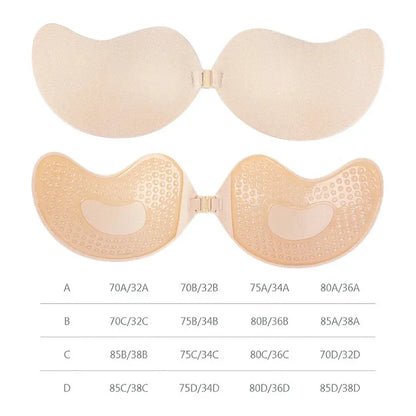 Sexy Women Invisible Push Up Bra Self-Adhesive Silicone Bust Front Closure Sticky Bra Skin Backless Strapless Bra