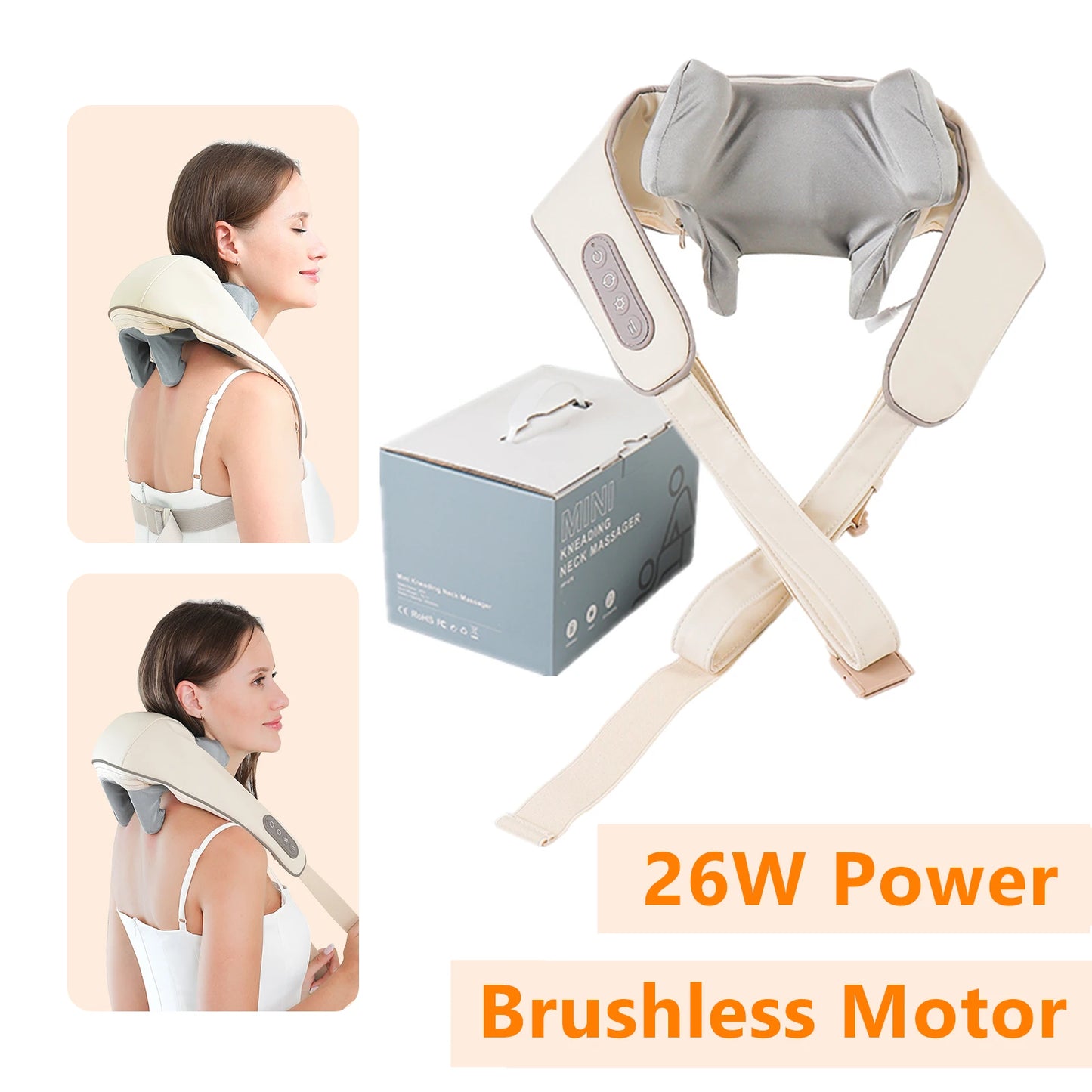 LuminaSilk™ DeepRelax™ – Trådløs Nakke- & Skuldermassager 26W