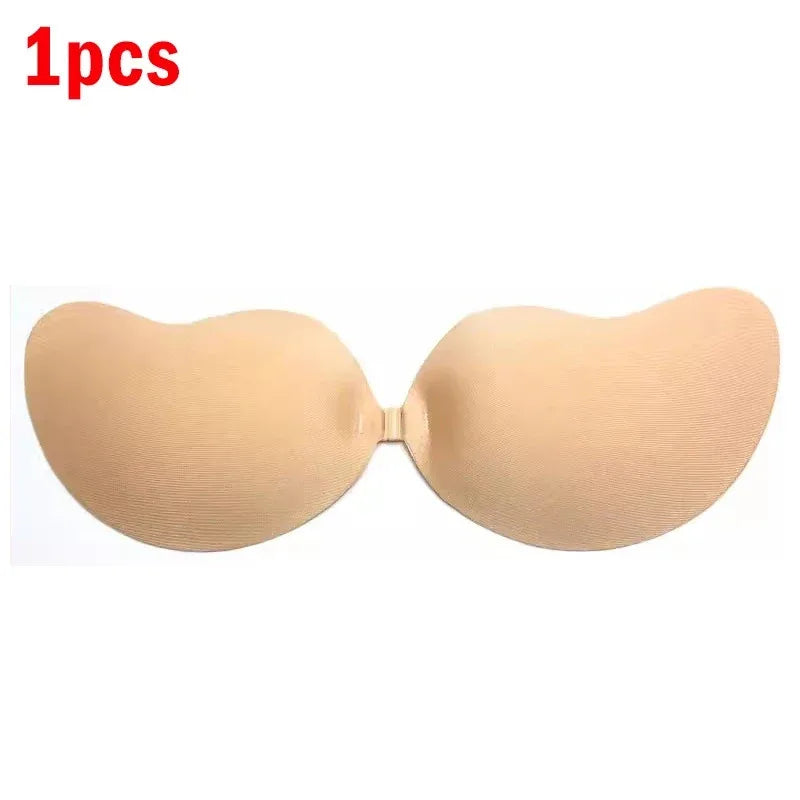 Sexy Women Invisible Push Up Bra Self-Adhesive Silicone Bust Front Closure Sticky Bra Skin Backless Strapless Bra