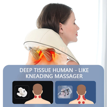LuminaSilk™ DeepRelax™ – Trådløs Nakke- & Skuldermassager 26W