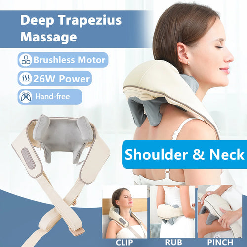 LuminaSilk™ DeepRelax™ – Trådløs Nakke- & Skuldermassager 26W