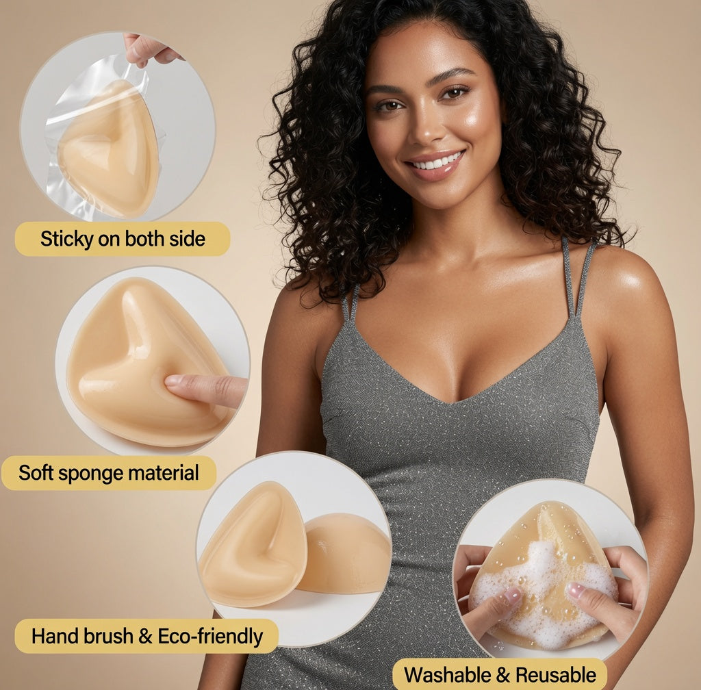 LuminaSilk Triangular Push-Up Silicone Breast Inserts – Invisible Lift Pads for Deep Cleavage & Natural Shape | Sizes A-D